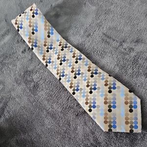 Kenneth Cole Cream and Blue Polka Dot Tie